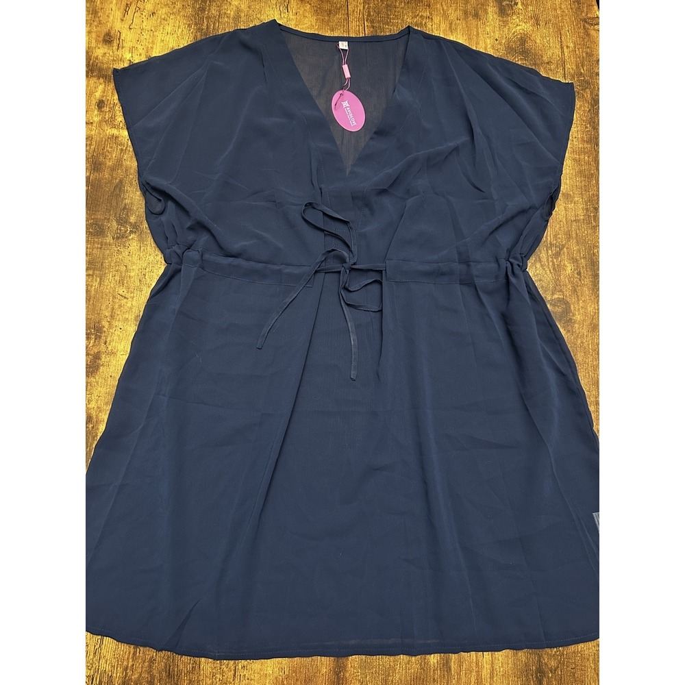 Avidlove Navy Blue Chiffon Swimsuit Cover-up Dress XL